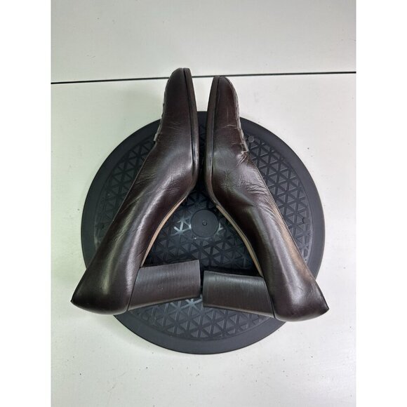 Bottega Veneta Brown Leather Square Toe Intrecciato Pumps Size 10B Interaction - Picture 9 of 10